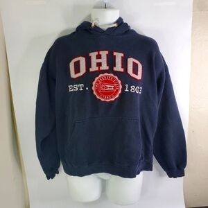American Crown Ohio Buckeye State 1803 Hoodie Men Size Large Black Grey Red